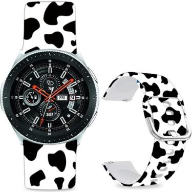 Imagem de Sjiangqiao Pulseiras estampadas com padrão compatível com Samsung Galaxy Watch de 46 mm/Watch 3 de 45 mm/Gear S3 Frontier/Classic/Pebble Time/V de silicone de 22 mm para homens e mulheres