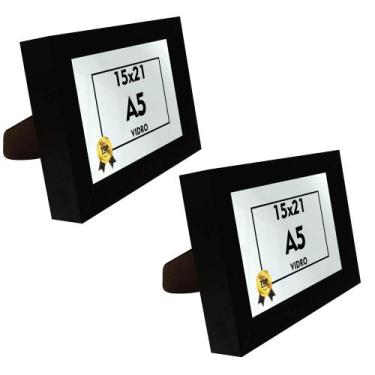 Imagem de Kit 2 Porta Retrato 15x21 com Moldura Alta Vidro e Fundo com Suporte -