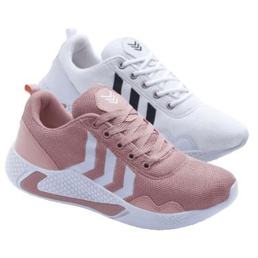 Imagem de Tênis Feminino Academia Promoção Leve Barato Kit 2 Pares