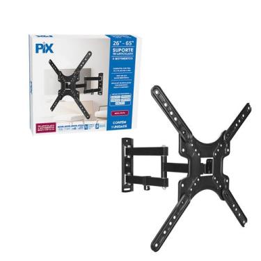 Imagem de Suporte Tv Tri-Articulado 26 a 65 Preto Braço 42cm Até 30Kg - PIX