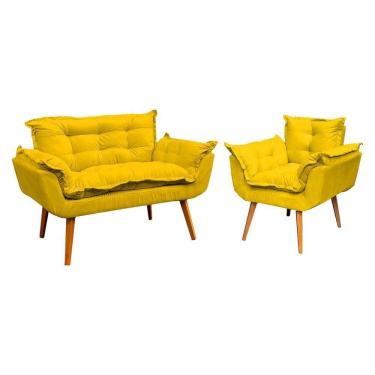 Imagem de Kit Namoradeira Manicure + Poltrona Decorativa Para Sala Recepção Consultório Alice Suede