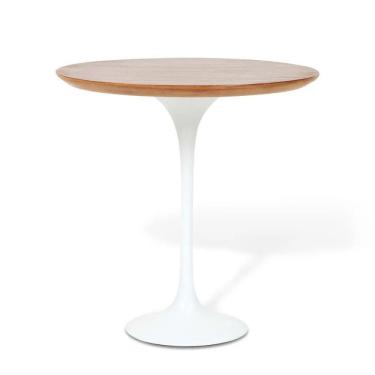 Imagem de Mesa Lateral Tulipa Saarinen Redonda 51 Cm - Imbuia Base Branca