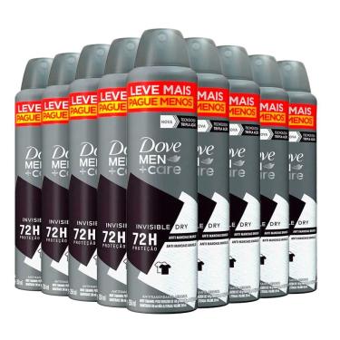 Imagem de Kit Desodorante Aerosol Dove Men Invisible Dry 250ml - 9 unidades