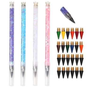 Imagem de JINPINMAO Kit de lápis infinito, lápis reutilizável para sempre, ponta substituível com 16 pontas substituíveis para escrever, desenhar, estudantes, casa, escritório, material escolar