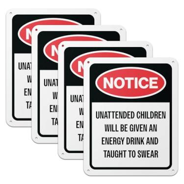 Imagem de 101SIGNCITY - 20,3 x 25,4 cm, pacote com 4, placa de alumínio para crianças - aviso, crianças autônomas receberão uma placa de bebida energética para crianças irritantes ou pais ruins