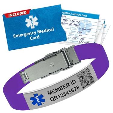 Imagem de Pulseira de alerta médico QR para homens e mulheres – Pulseira de silicone para alerta médico com identificação digitalizável – Inclui registro de saúde pessoal on-line seguro e cartão de