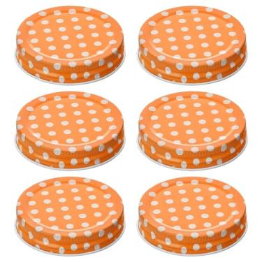 Imagem de 6 tampas de pote de pedreiro, tampas de placa de boca regular de 70 mm/2,76" à prova de vazamento para potes de conserva material de folha de flandres premium excelente vedação (laranja)