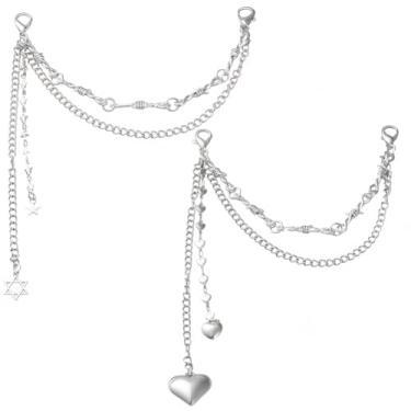 Imagem de GORGECRAFT 1 caixa, 4 peças, 2 estilos, corrente de decoração de sapatos, coração, estrela, cadarço, pingente, joias, 2 fios, correntes com fecho lagosta para meias, tênis, bolsa, chapéu, calça, carro