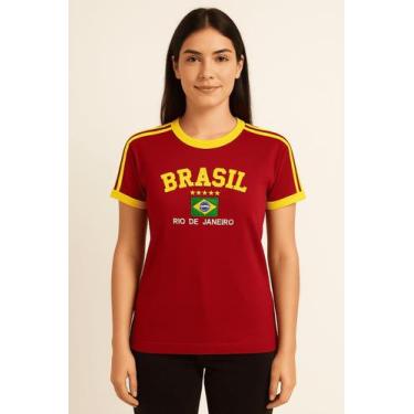 Imagem de Blusa Brasil Vermelha Feminina BabyLock Bordada Retrô - ToJoia18k, G