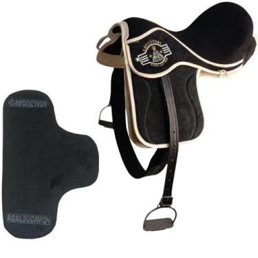Imagem de Sela de Vaquejada Couro Legitimo Preta Manta Cilha e Loro campo - sela
