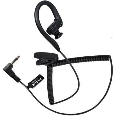 Imagem de HYS Fone de ouvido com gancho de orelha de 3,5 mm para microfones de alto-falante de ombro, fones de ouvido com fio com gancho para fone de ouvido para corrida, preto, apenas recepção