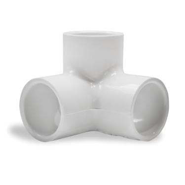 Imagem de 4 peças – Encaixe de PVC de 3/10.2 cm, conector de cotovelo de 3 vias, grau de móveis SCH40 para construção DIY, saída lateral de 90 graus – branco