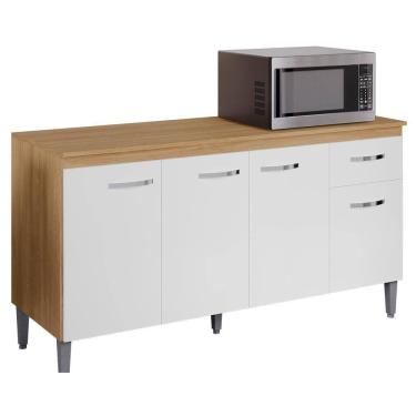 Imagem de Balcão Pia Gabriela 150cm Amêndoa-branco Com Tampo Mdp - Ajl Móveis Amêndoa-branco