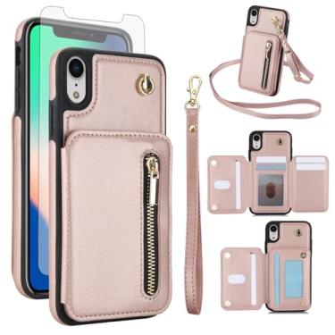 Imagem de Capa de celular para iPhone XR 6.1 carteira RFID com protetor de tela, alça transversal, compartimento para cartão de crédito, suporte para iPhoneXR iPhone10R i Phonex 10XR 10R RX CR iPhoneXRcases