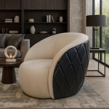 Imagem de Poltrona Orgânica Redonda para Sala Viena Confortável Elegante Veludo 