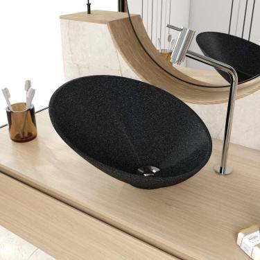 Imagem de Cuba De Apoio Meia Lua Bm38w Preto Granit Matte Preto Granit Matte