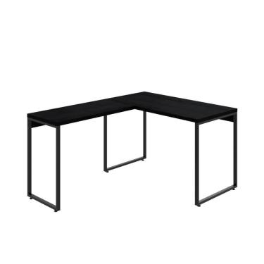 Imagem de Mesa Em L Kuadra Office 120x150x75cm Preto ônix - Preto ônix -