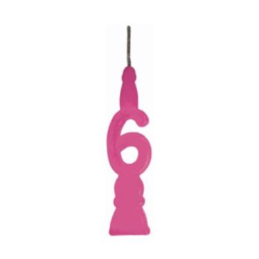 Imagem de Vela de Aniversário Rosa Número 6 - Estrela