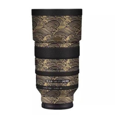 Imagem de Adesivo de lente de câmera para Sony FE 100 mm F2.8 STF GM Macro Coat Wraps Film Protector Vinyl Decal Skin 100 2.8 (Wave Gold)