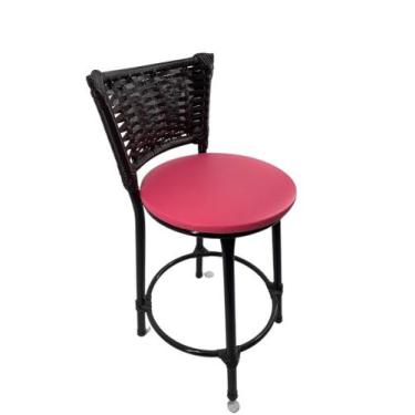 Imagem de Kit banqueta baixa junco cozinha gourmet bancada americana - FortMix, 