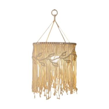 Imagem de Whtkoph Abajur de Macramê, Decoração Suspensa de Macramê, Capa para Luminária de Teto Estilo Boho, Pendente, Borla, Capa para Luminária Suspensa para Banheiro, Altura 65cm
