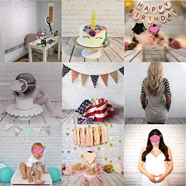 Imagem de Akozon Título: Passo de Fotografia de Parede de Tijolos Brancos Com Piso de Madeira - Pano de Fundo de Estúdio de Foto de Vinil 1.6x2.3yd para Festivais, Casamentos, Festas e Muito Mais