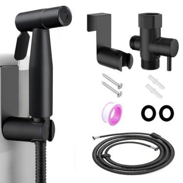Imagem de Pulverizador de bidê portátil para vaso sanitário, conjunto de acessórios de bidê de banheiro de aço inoxidável ajustável com mangueira para fralda de pano de bebê, vaso sanitário de alta pressão à
