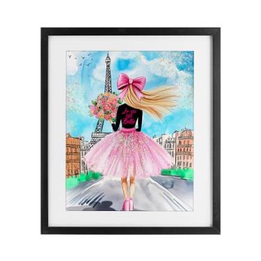 Imagem de Stupell Industries Impressão emoldurada parisiense Fashionista & Bouquet preta sob vidro design por Jess Stempel, 40,6 x 33,5 cm