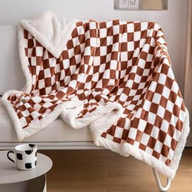Imagem de Cobertor LOMAO Sherpa Fleece xadrez 150x200cm Maple
