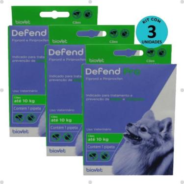 Imagem de Defend Pro Cães até 10Kg Prevenção de Pulgas e Carrapatos em Cães kit 