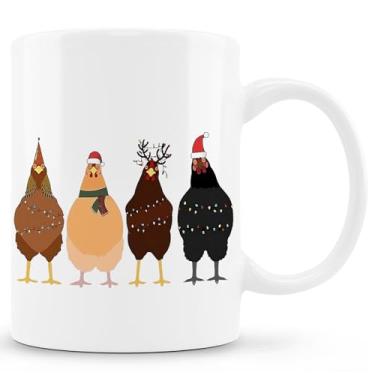 Imagem de Zomhix Caneca de café de frango de Natal - Caneca engraçada de presentes de frango, presentes de frango para amantes de frango, presentes de mãe de frango, presentes de senhora de galinha, caneca de