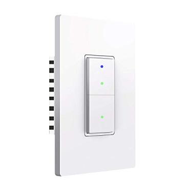 Imagem de SANA Interruptor de luz de parede Wi-Fi inteligente, botão físico, compatível com Alexa e Google Home, controle remoto de aplicativo, sem necessidade de hub, requer fio neutro, branco (1 pacote)