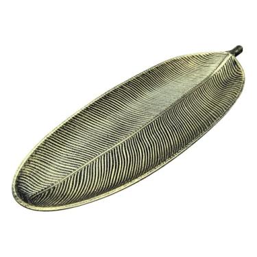 Imagem de Centro de Mesa Decorativo Folha Dourada 41cm MDF – Enfeite Elegante para Sala, Cozinha e Fruteira(Preto e dourado)