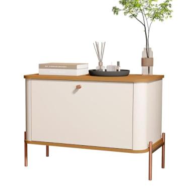 Imagem de Mesa de Cabeceira Tucupí 1 Porta Off White/Nature/Bronze - JB Bechara