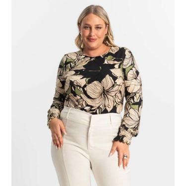Imagem de Blusa Plus Size Manga Longa Feminina Secret Glam Verde, Plus G4, Verde