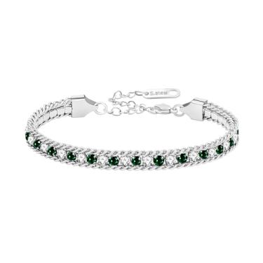 Imagem de Uloveido Pulseira de tênis multicolorida de aço inoxidável para mulheres – Pulseira de corrente ajustável com zircônia cúbica brilhante – Presente de joia elegante para aniversário, aniversário e dia