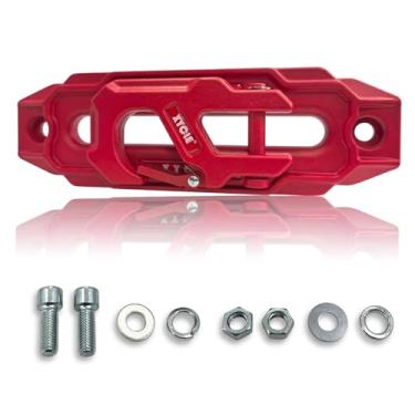 Imagem de XYCLE Guincho Fairlead com gancho de reboque, 7075 alumínio Hawse Fairlead com gancho de guincho forjado de aço de liga de alta resistência, gancho de guincho de 9.071.8 kg (vermelho)