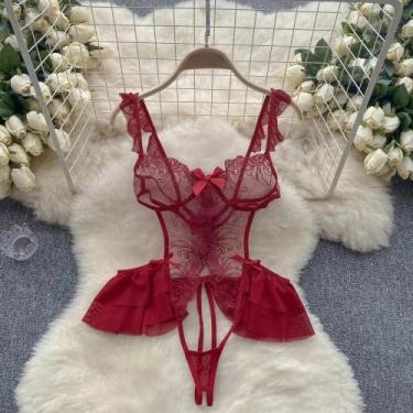 Imagem de Body de Renda Cinza Sexy - Sem Alças, Mangas e Costas - Lingerie Femin