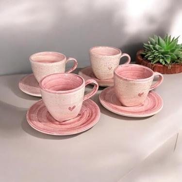 Imagem de Xícaras Com Pires 4 unidades Para Tomar Chá 200ml de Cerâmica