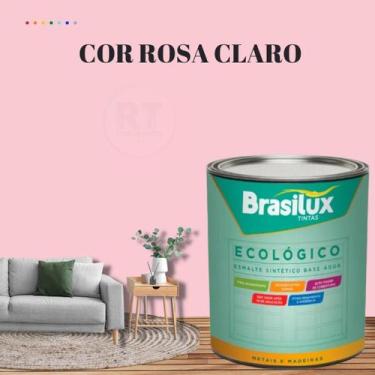 Imagem de Esmalte Sintético Brasilux Base Água Ecologico Cor Rosa 800ML Brilhant
