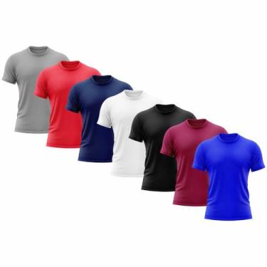 Imagem de Kit 7 Camisetas Masculina Manga Curta Dry Básica Lisa Proteção Solar U