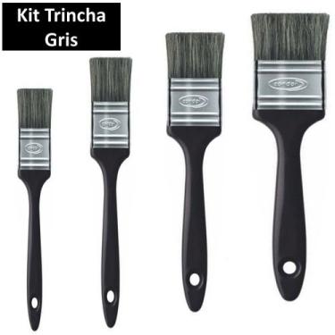 Imagem de Kit Pinceis Trincha 700 Gris Qualidade Condor 4 Tamanhos Ideal para Pi