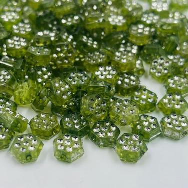 Imagem de Miçanga Hexágono 8mm 100pç Verde Efeito Strass Bijuteria 30g - Macall