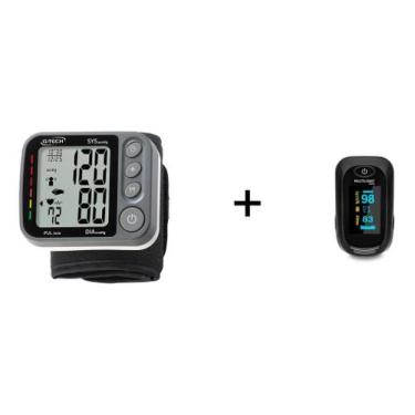 Imagem de Kit Medidor De Pressão Pulso Garantia 5 Anos + Medidor De Oxigenio Oxí
