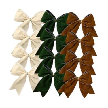 Imagem de UGPLM 12 peças de laços de Natal, decoração de Natal, laços artesanais, versátil, faça você mesmo, decoração, guirlanda, para casamento, guirlanda para casa