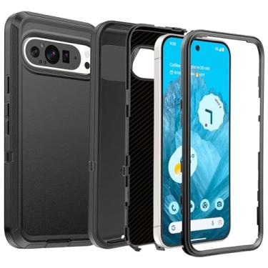 Imagem de ULITIQ Capa para celular compatível com Google Pixel 9a resistente, 3 em 1 à prova de queda/à prova de choque/à prova de poeira – proteção resistente, elegante, fácil aderência e botões responsivos