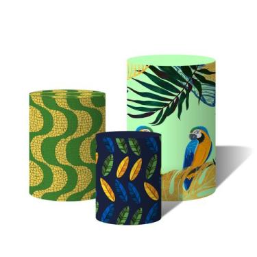 Imagem de Trio Capas Para Cilindro Calçada Tropical Arara C/ Elástico - Fabrika 