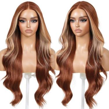 Imagem de Peruca frontal de renda sintética ENCOUNTERU Ginger Body Wave 26"