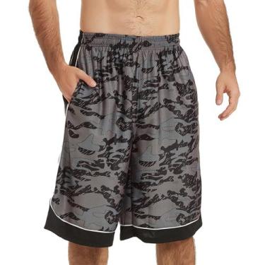 Imagem de Shorts de basquete LukBerd Athletic Workout Gym Camo Silver L