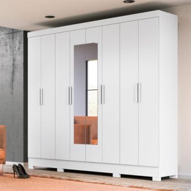 Imagem de Guarda Roupa de Casal com Espelho 236x212cm Diplomata Moval Cor:Branco